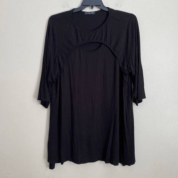 Kim & Cami Tops Kim Cami 3x Plus Size Black Cutout 34 Sleeve